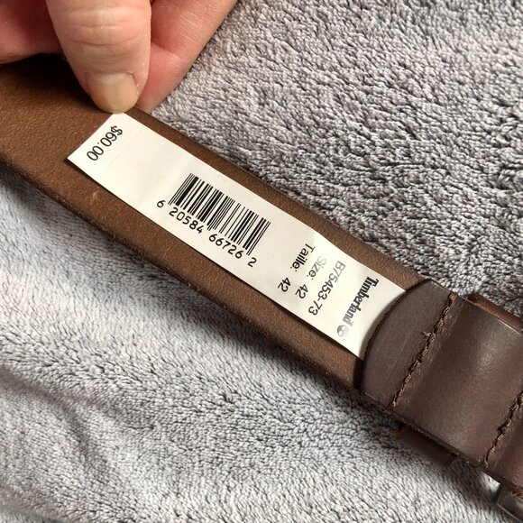 [Men Size 42] NWT Timberland Men Genuine Leather Classic Jean Belt Brown B75453 - Picture 4 of 6
